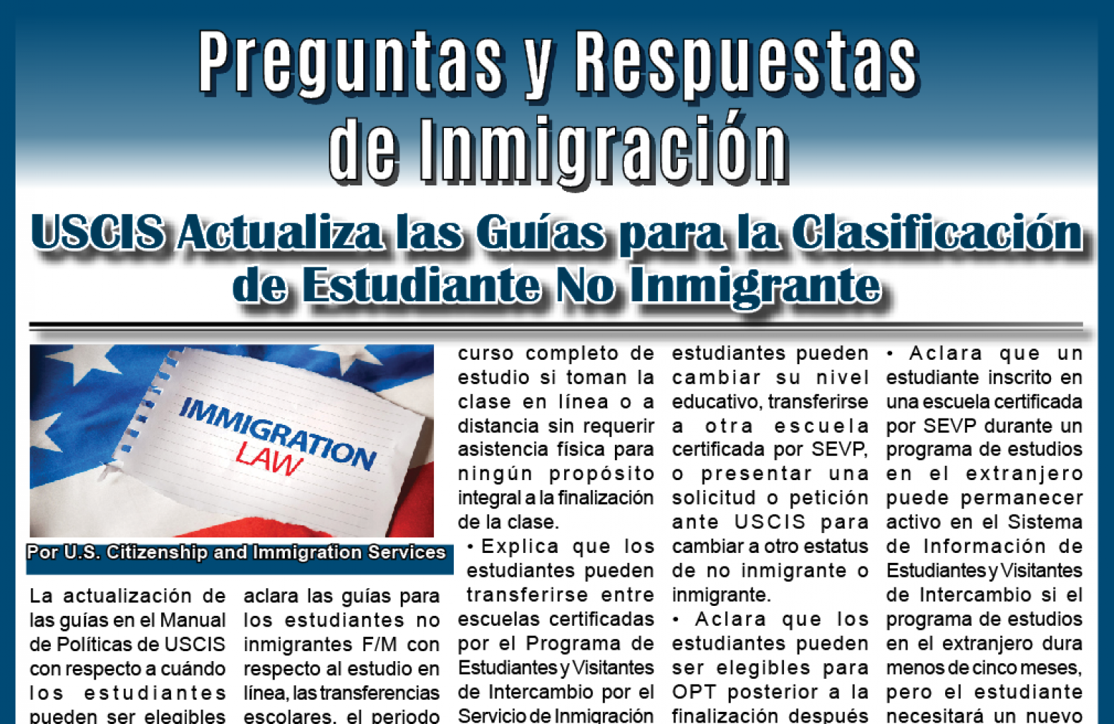 Preguntas y Respuestas de Inmigración