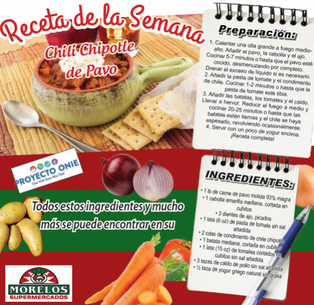 Receta de la Semana: Chili Chipotle de Pavo