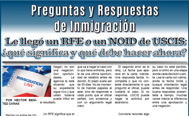 Le llegó un RFE o un NOID de USCIS: ¿qué significa y qué debe hacer ahora?