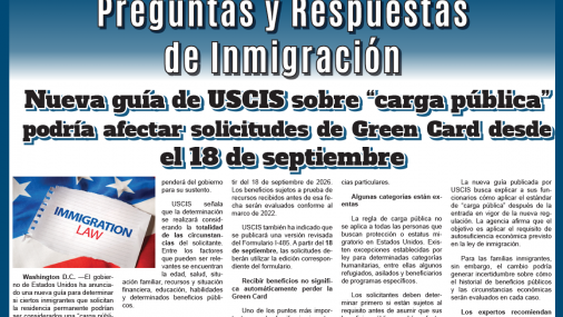 Nueva guía de USCIS sobre “carga pública” podría afectar solicitudes de Green Card desde el 18 de septiembre
