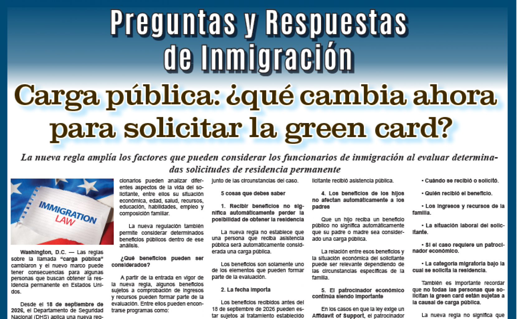 Carga pública: ¿qué cambia ahora para solicitar la green card?