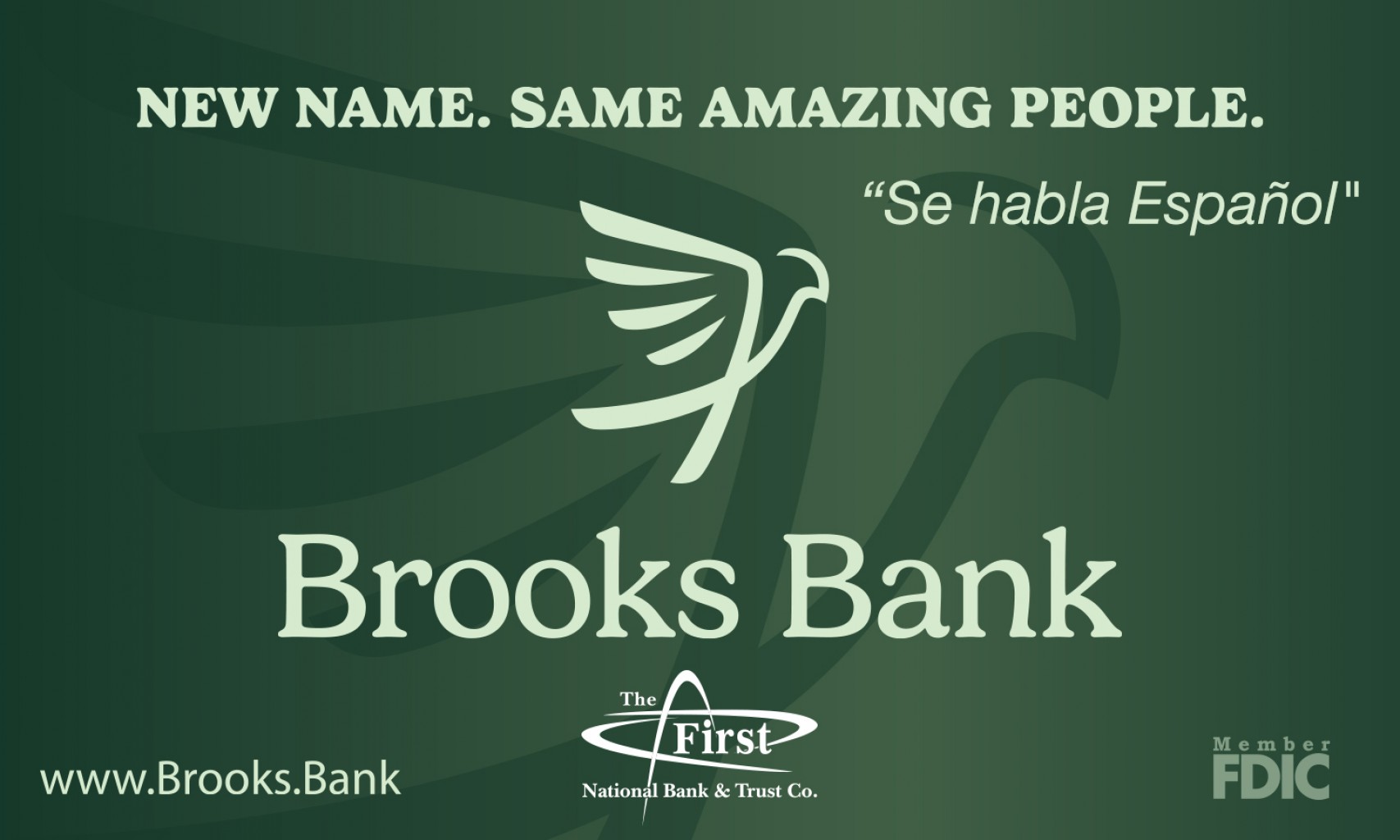 First National Bank & Trust Co. anuncia su nuevo nombre: Brooks Bank 