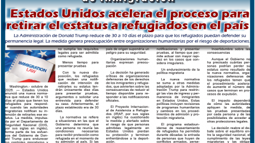 Estados Unidos acelera el proceso para retirar el estatus a refugiados en el país: La Administración de Donald Trump reduce de 30 a 10 días el plazo para que los refugiados puedan defender su permanen