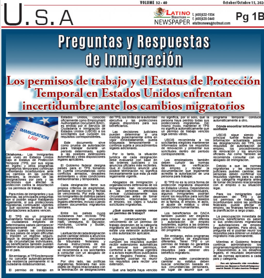 Los permisos de trabajo y el Estatus de Protección Temporal en Estados Unidos enfrentan incertidumbre ante los cambios migratorios